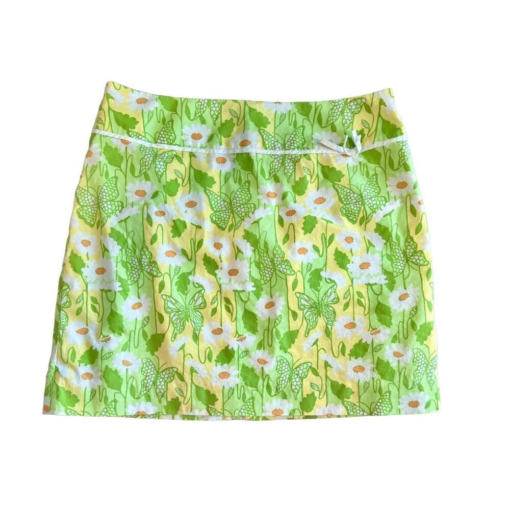 Lilly Pulitzer Vintage Socialite Butterfly Mini Skirt sz 8 Feminine Daisy Floral